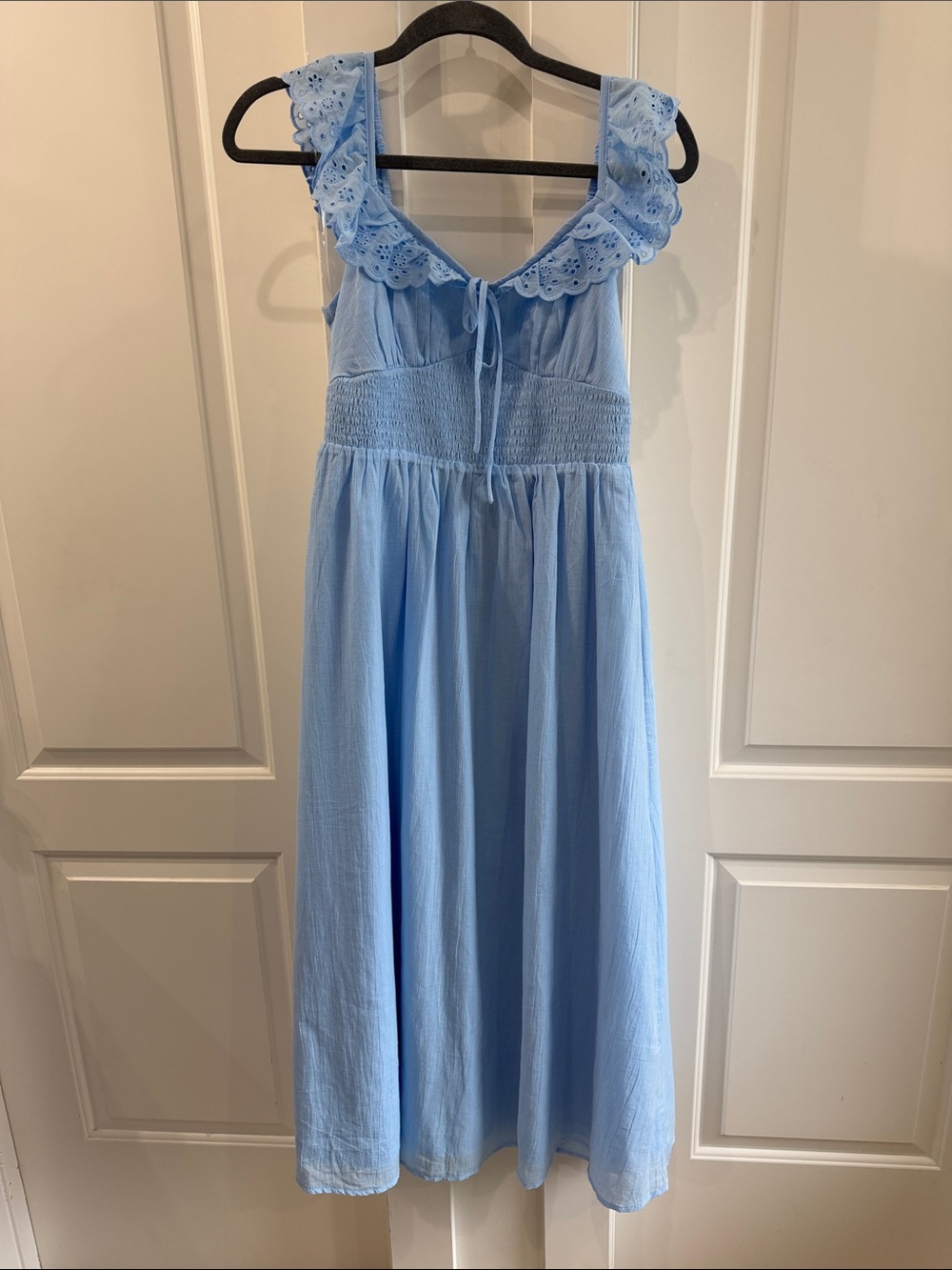 Light Blue Sundress with Eyelet Ruffle